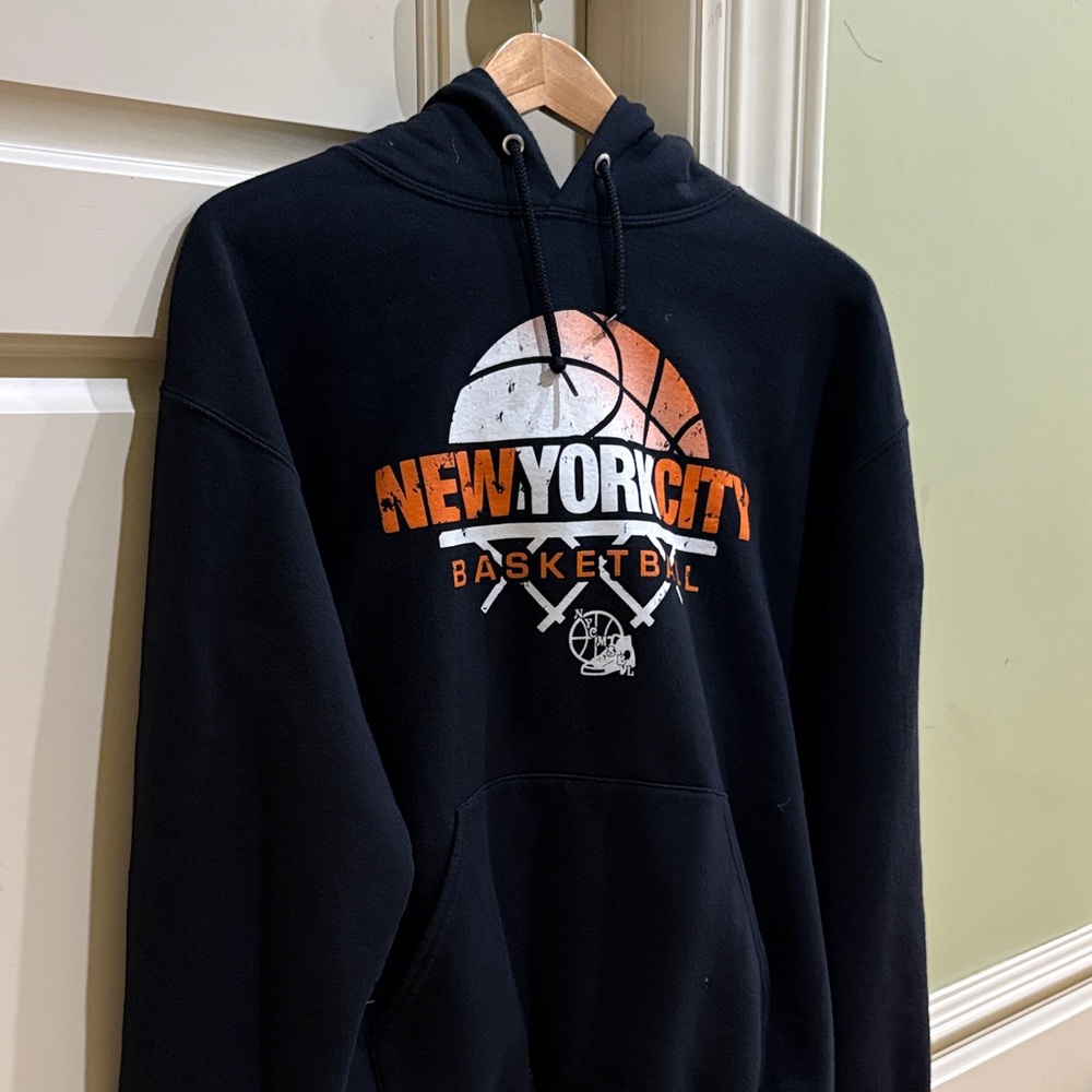 Jerzees Black New York City Basketball Hoodie
